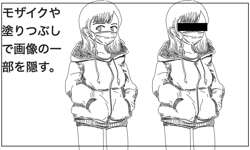 モザイクや塗りつぶしで画像の一部を隠す