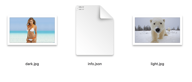 ライト・ダークモードの画像とjsonファイルを同じフォルダに入れる